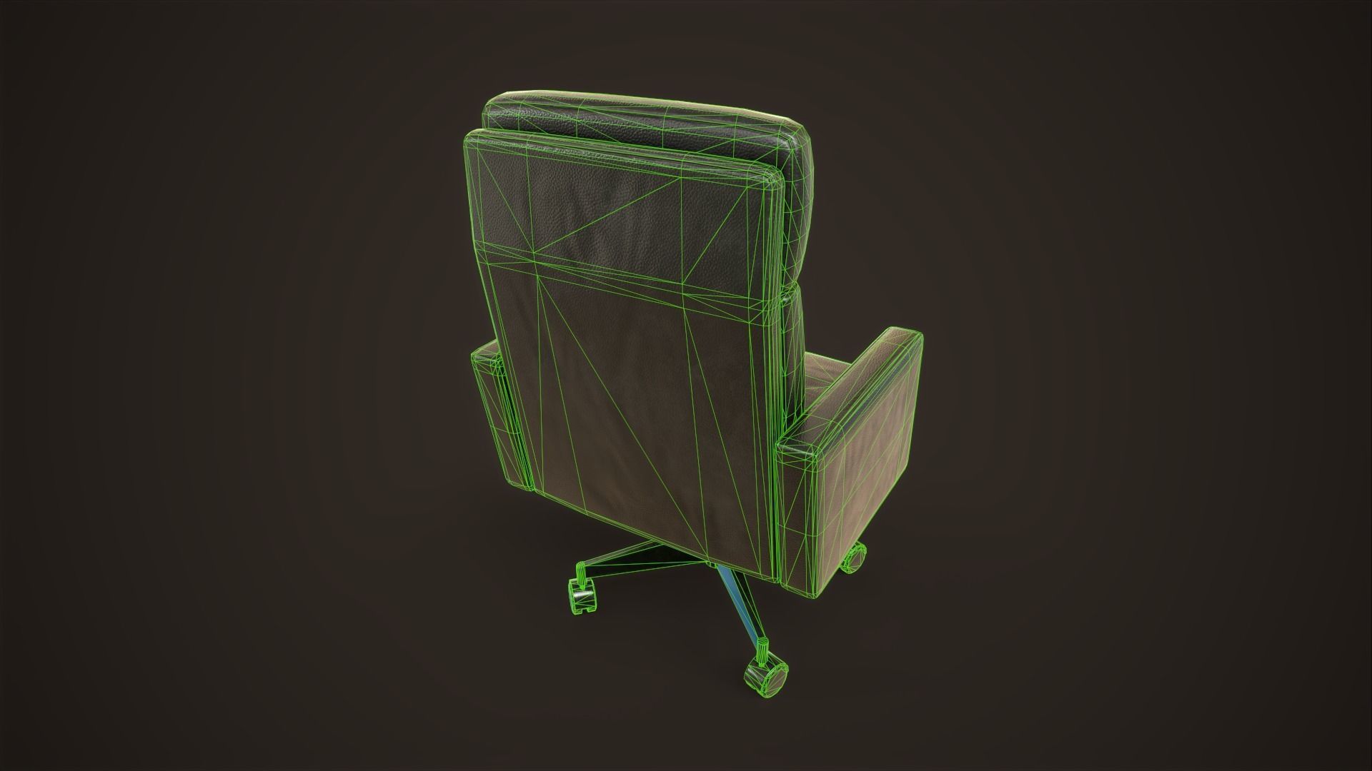 Leather Office Armchair Low-poly 3D model_17