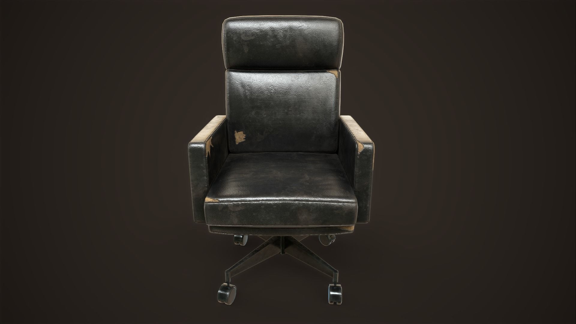 Leather Office Armchair Low-poly 3D model_7