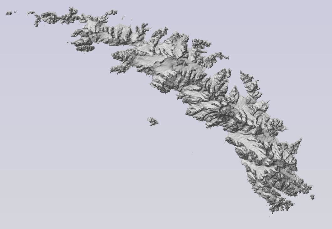 3D Terrain Landscape Model of South Georgia Islands  topography 3D print model_1