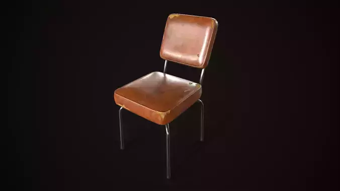 Old leather chair Low-poly 3D model