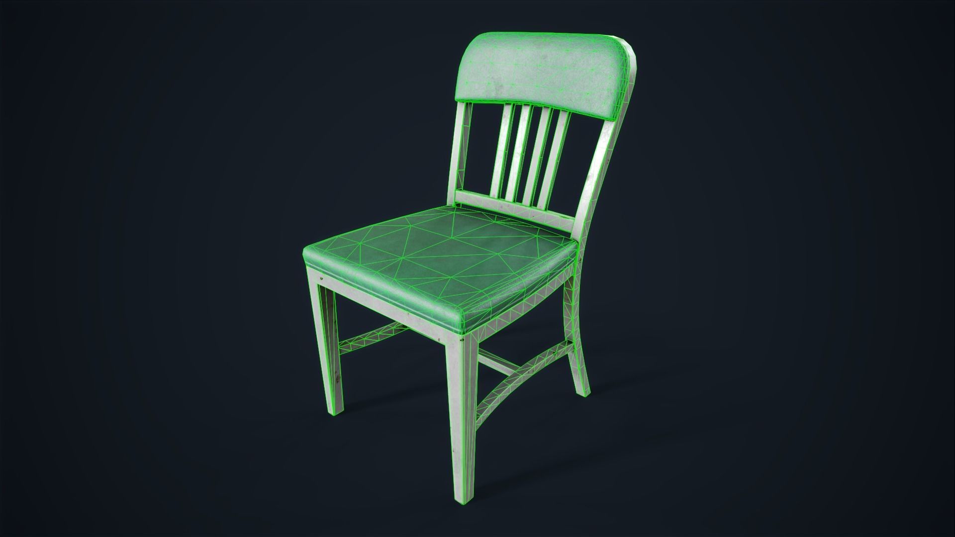 Retro office chair Low-poly 3D model_12