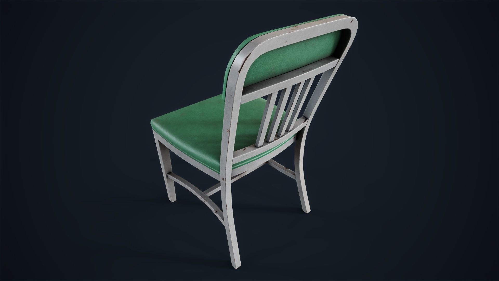Retro office chair Low-poly 3D model_6