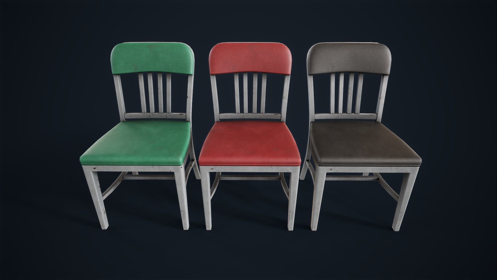 Retro office chair Low-poly 3D model_1