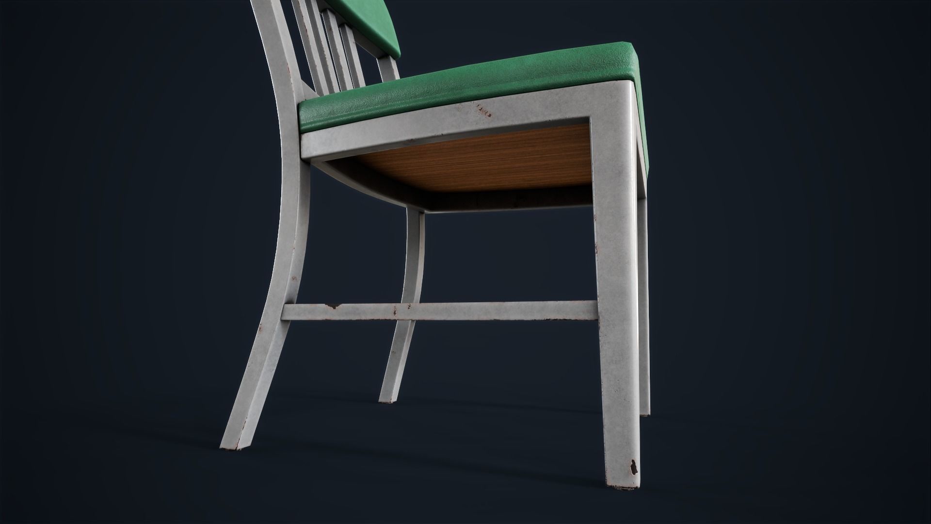 Retro office chair Low-poly 3D model_7