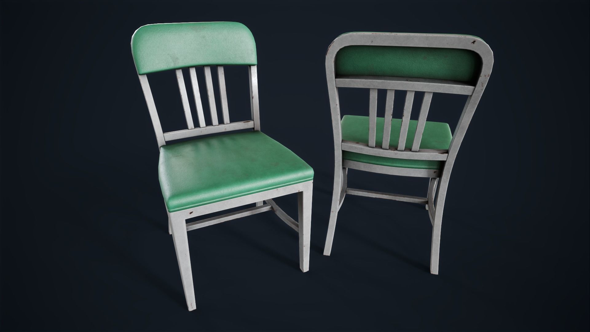 Retro office chair Low-poly 3D model_2