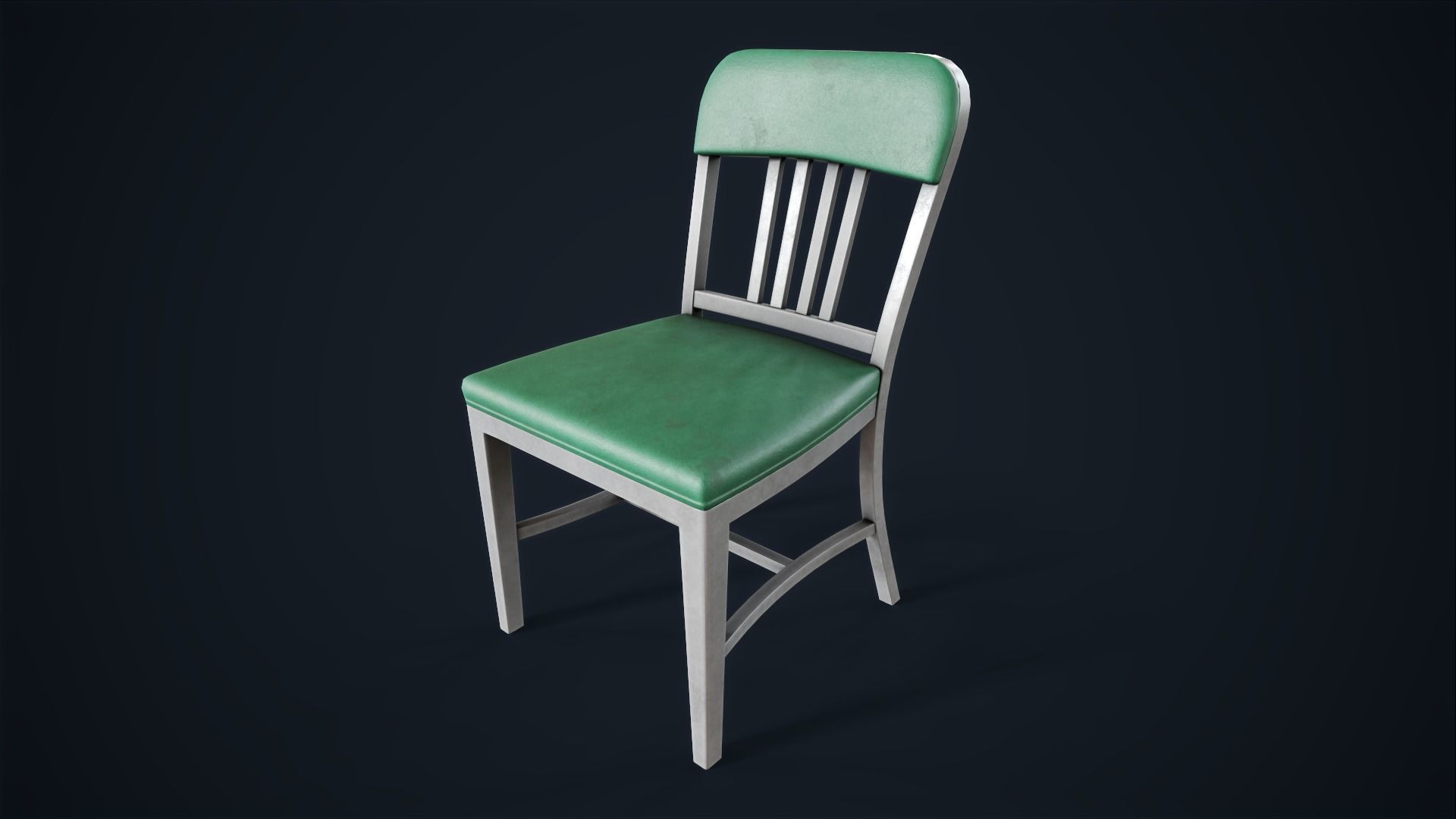 Retro office chair Low-poly 3D model_3