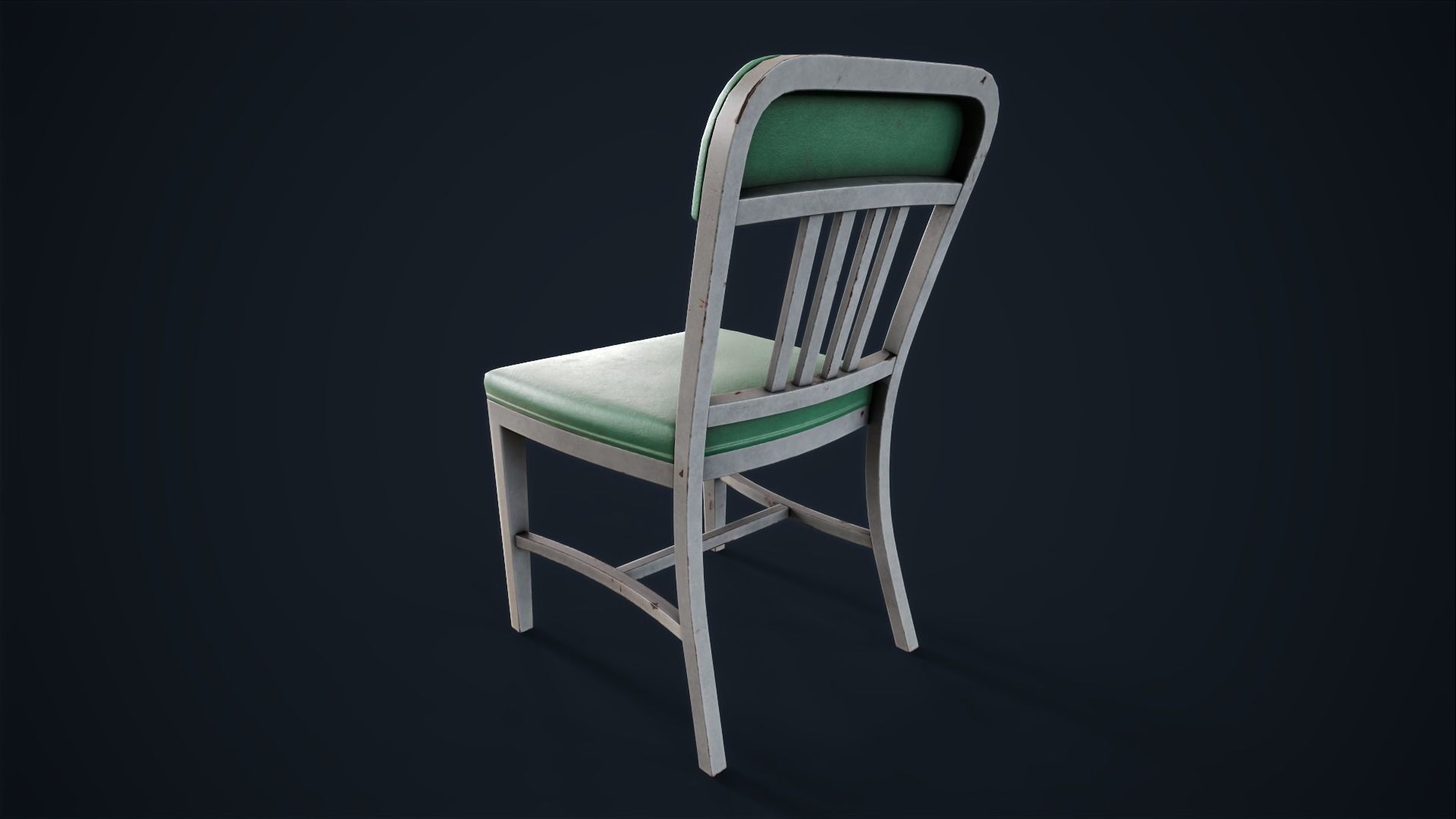 Retro office chair Low-poly 3D model_9