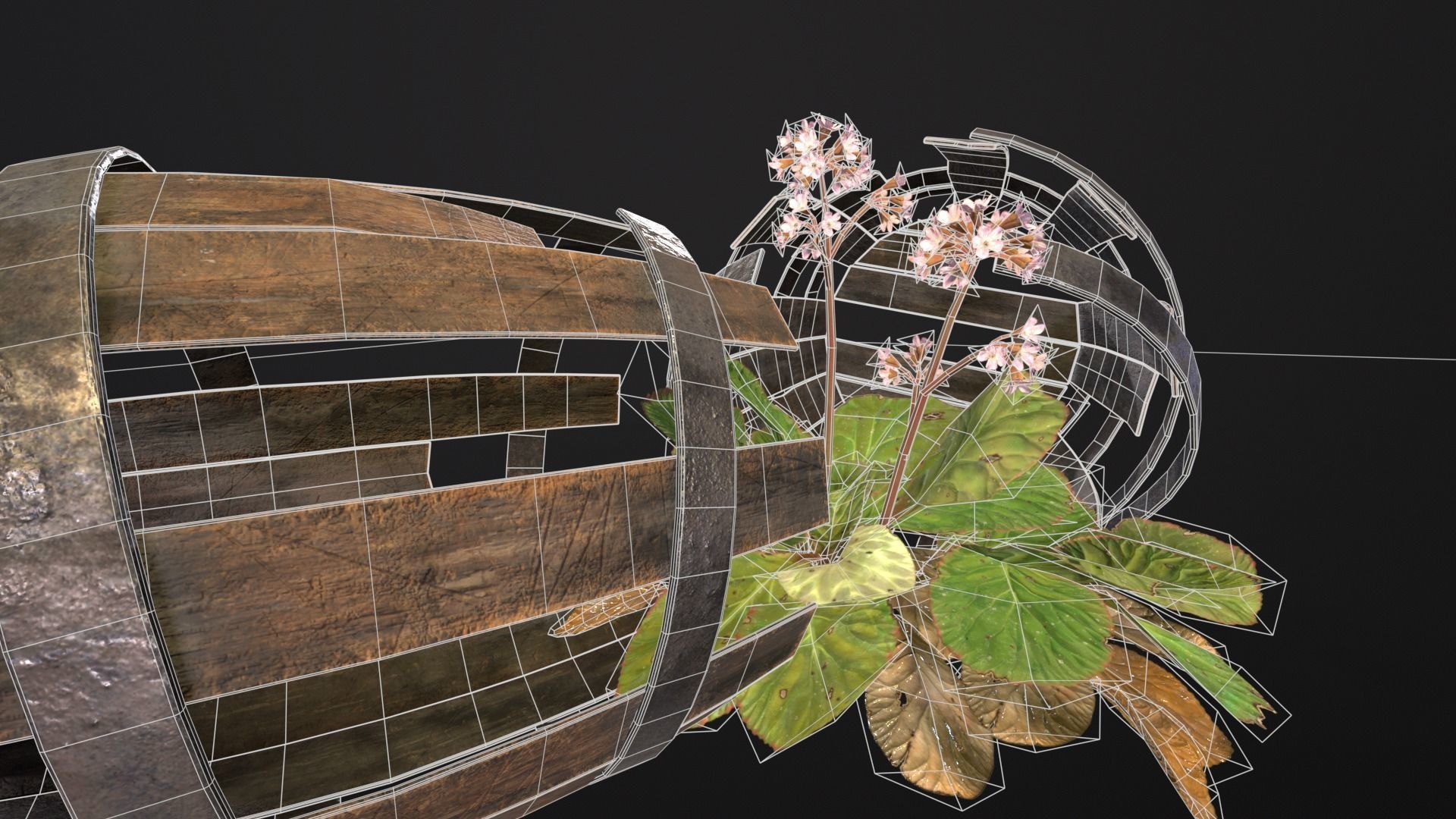 Broken Old Barrels Low-poly 3D model_21