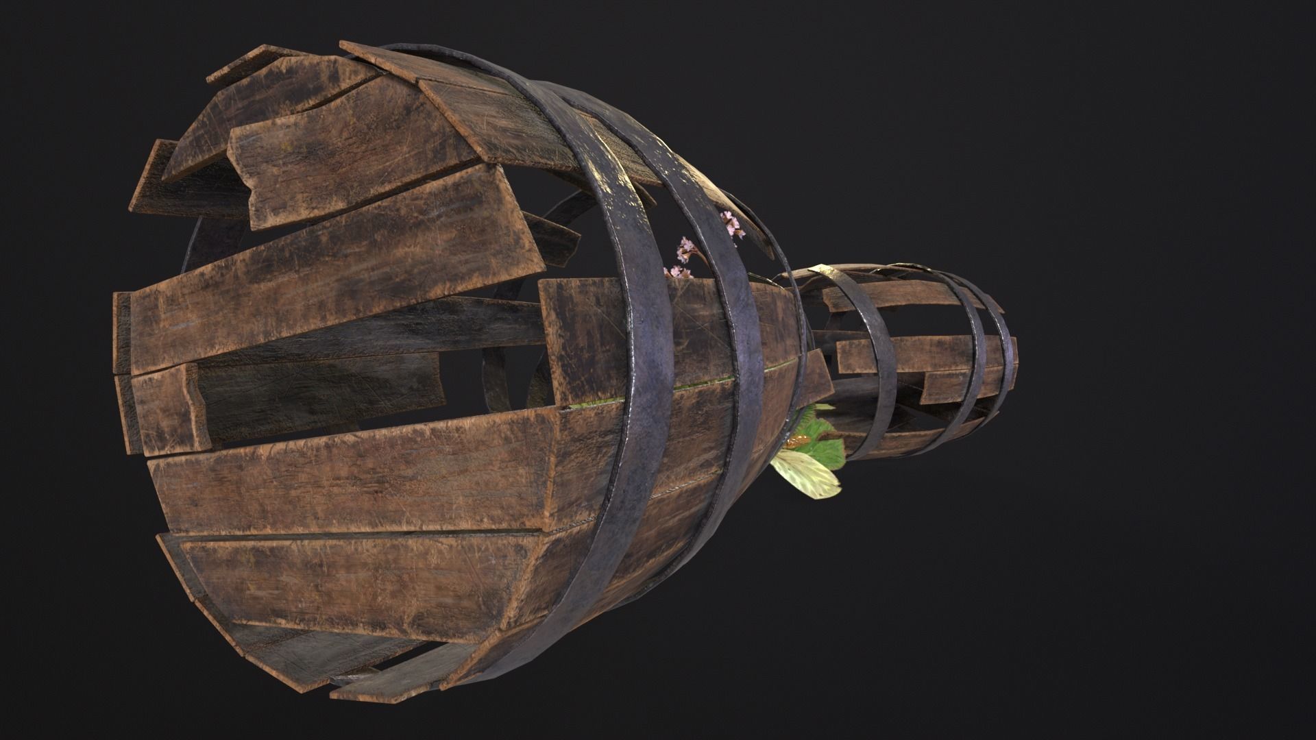 Broken Old Barrels Low-poly 3D model_12
