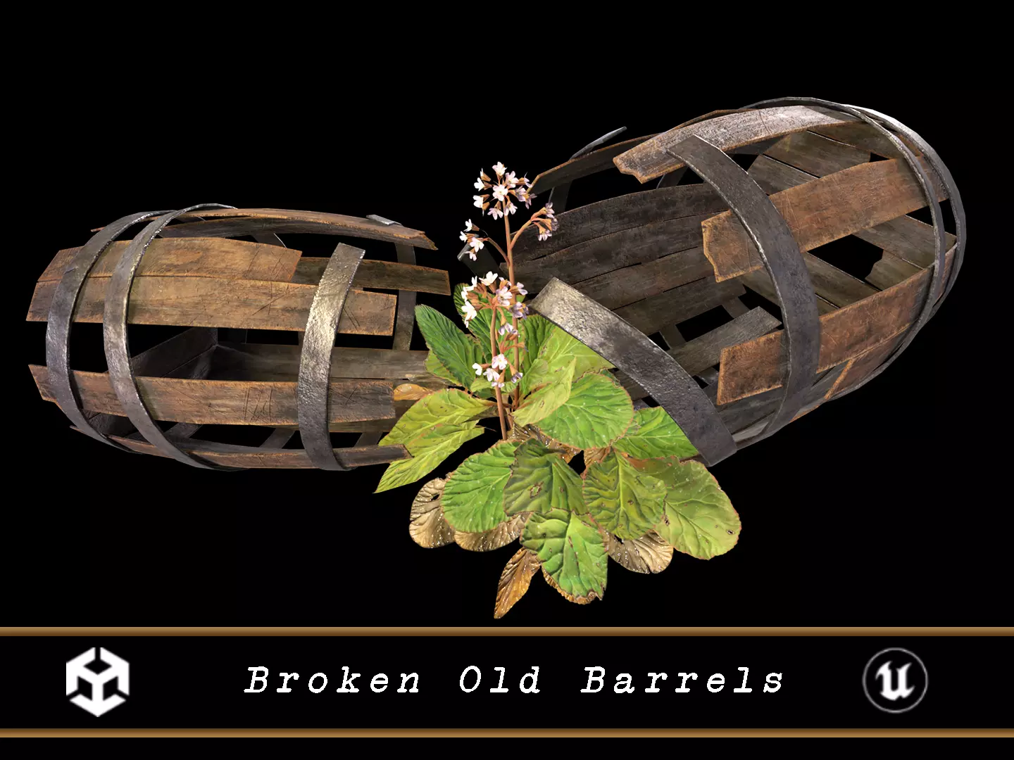 Broken Old Barrels Low-poly 3D model_0