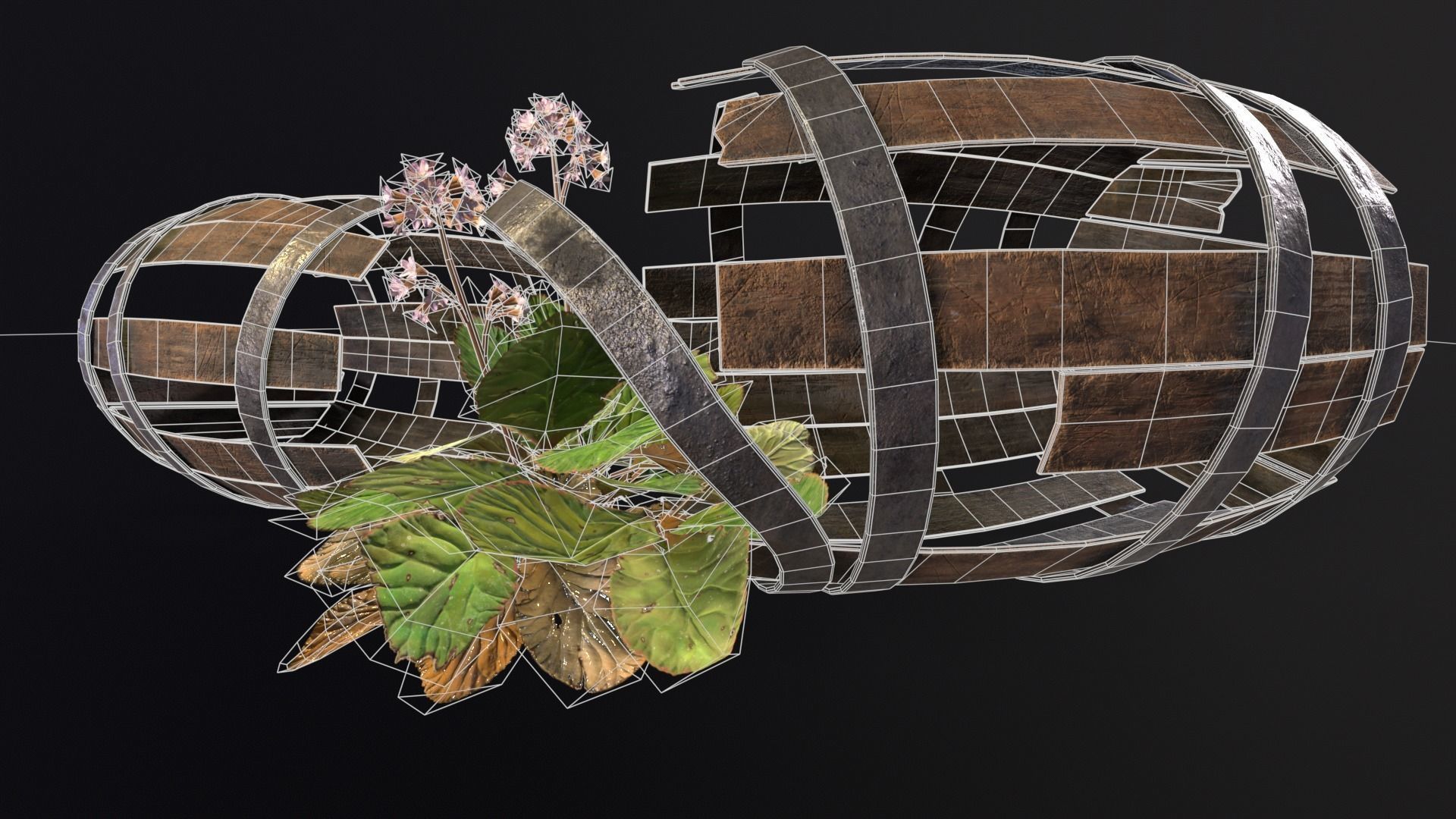 Broken Old Barrels Low-poly 3D model_5