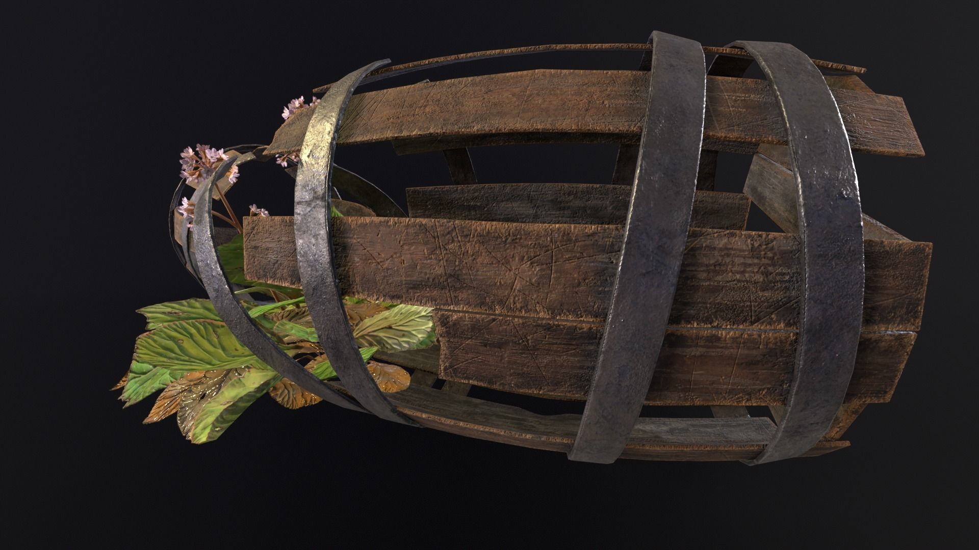 Broken Old Barrels Low-poly 3D model_6