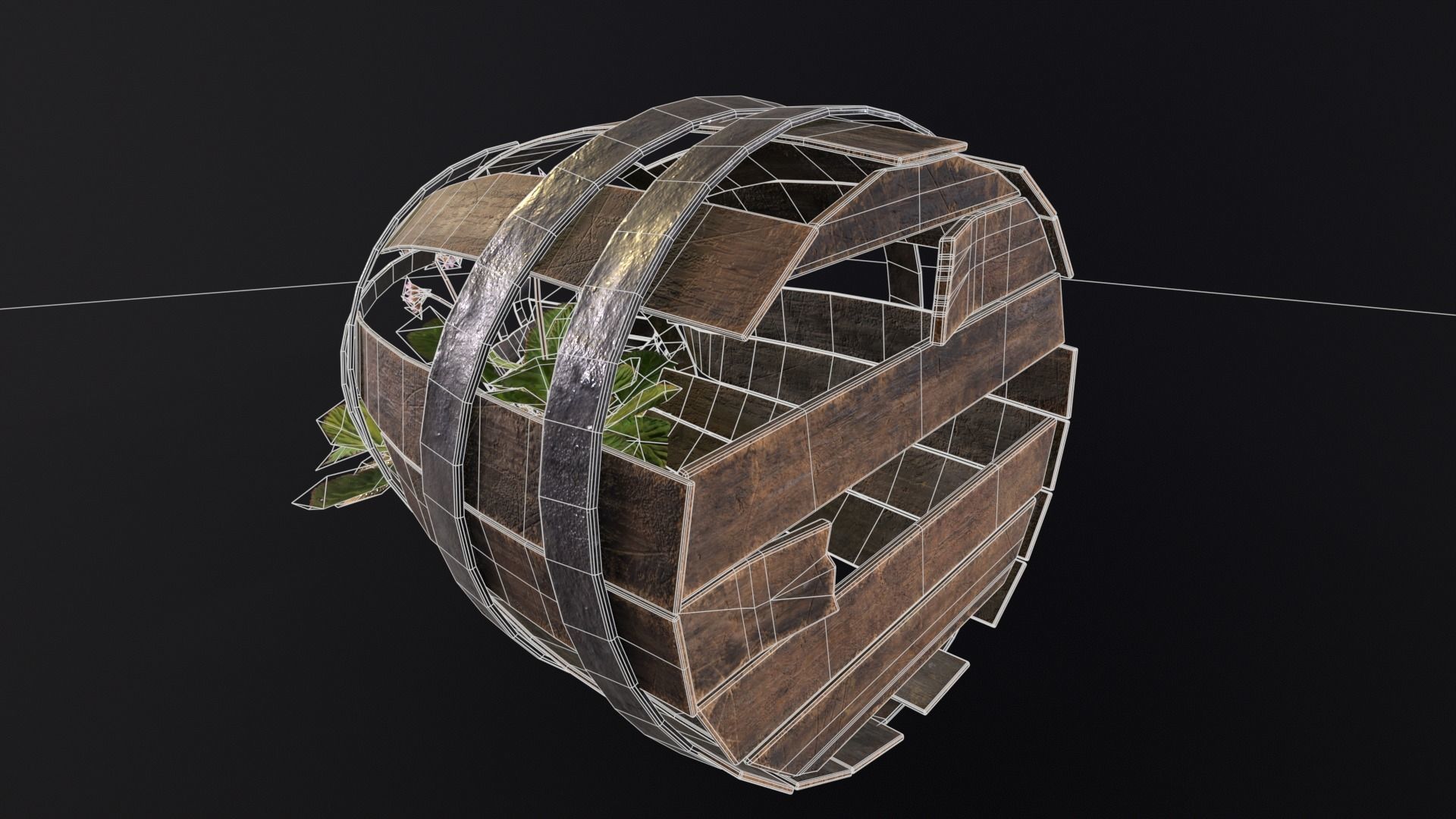 Broken Old Barrels Low-poly 3D model_9