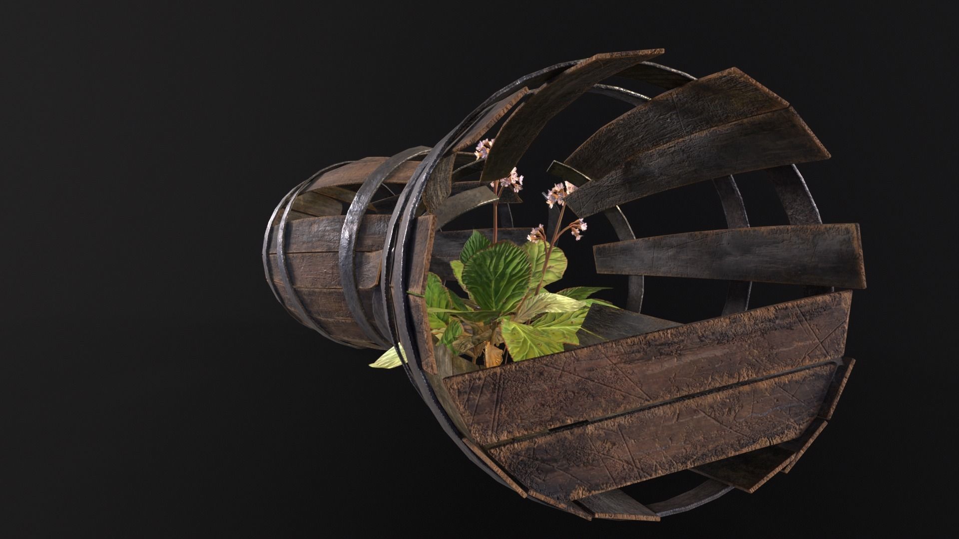 Broken Old Barrels Low-poly 3D model_18