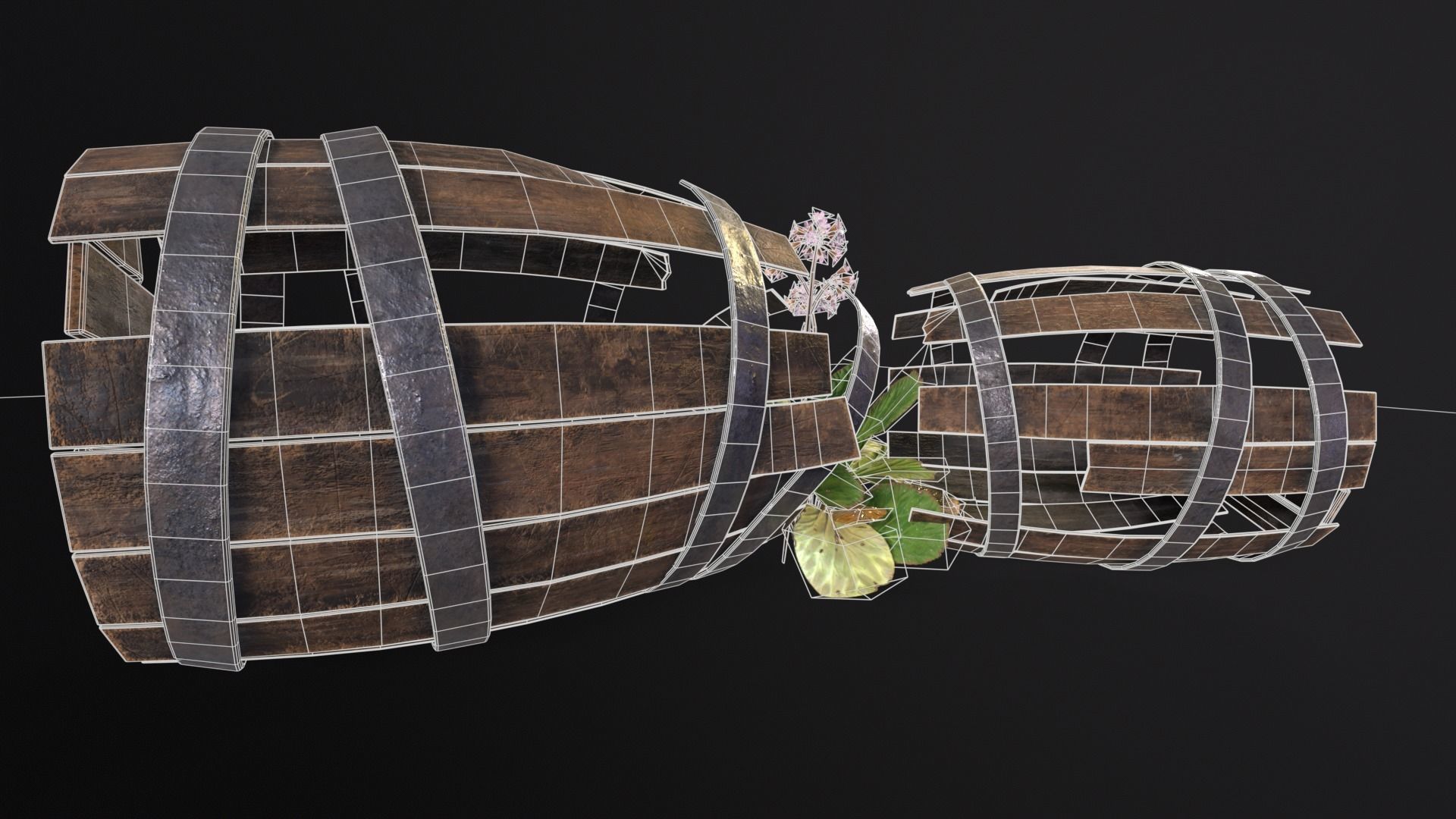 Broken Old Barrels Low-poly 3D model_15