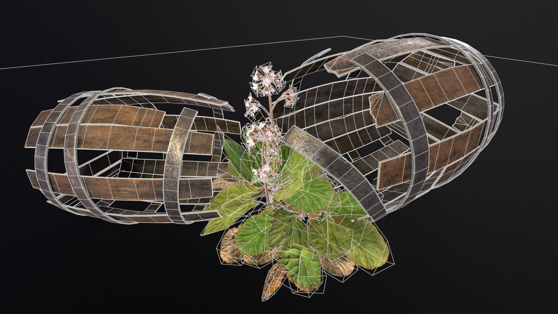 Broken Old Barrels Low-poly 3D model_3