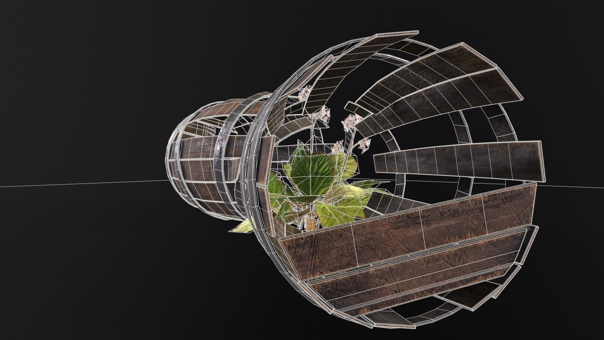 Broken Old Barrels Low-poly 3D model_19