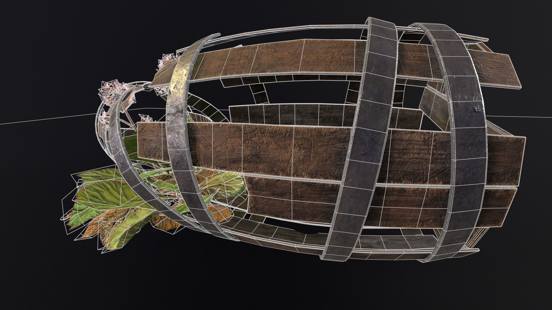 Broken Old Barrels Low-poly 3D model_7