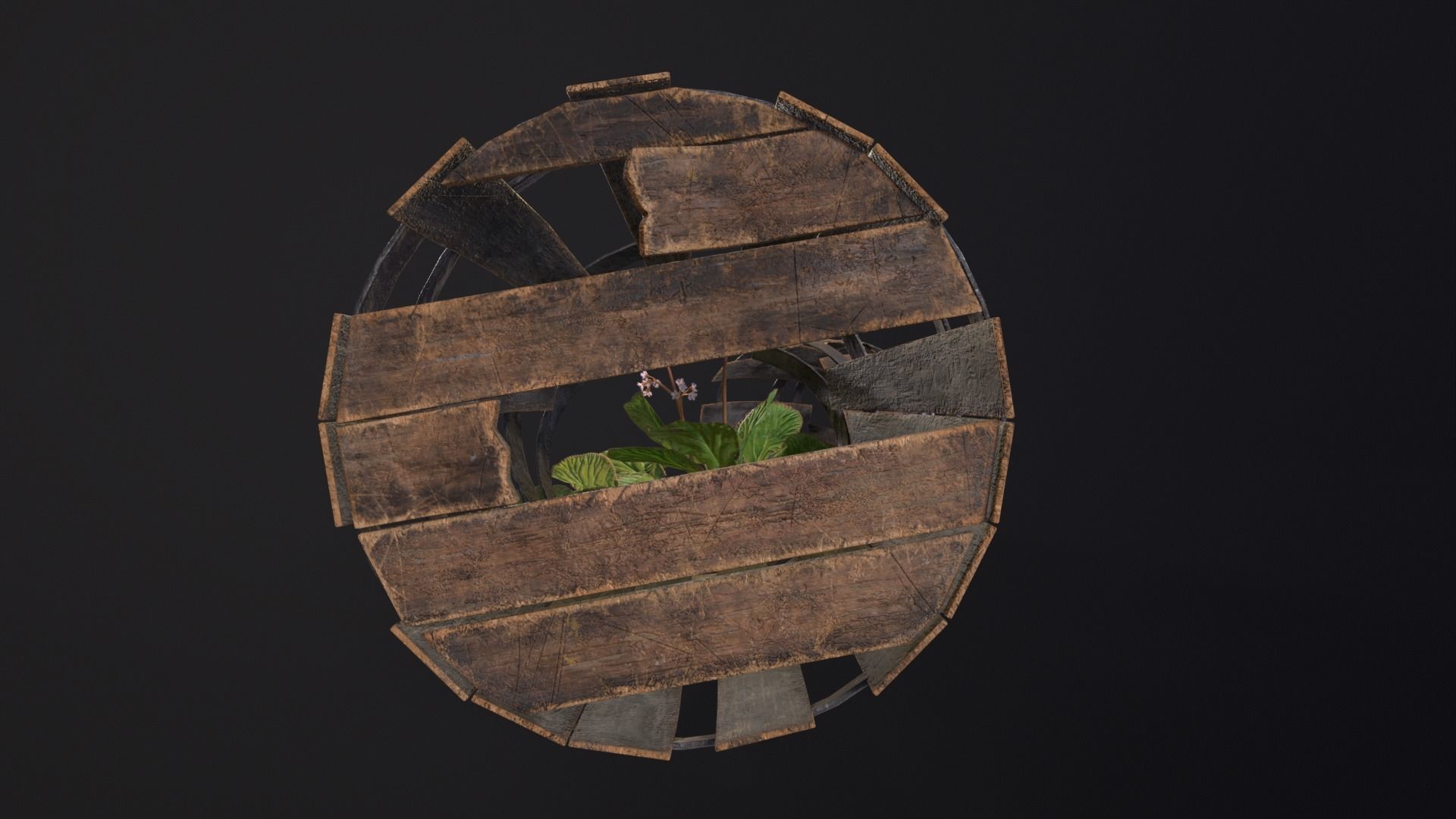 Broken Old Barrels Low-poly 3D model_10