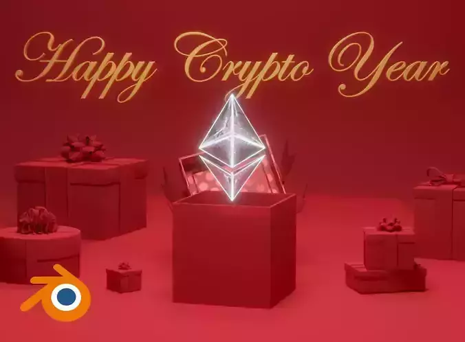 Ethereum 3D logo animation NFT template for Blender 3D model