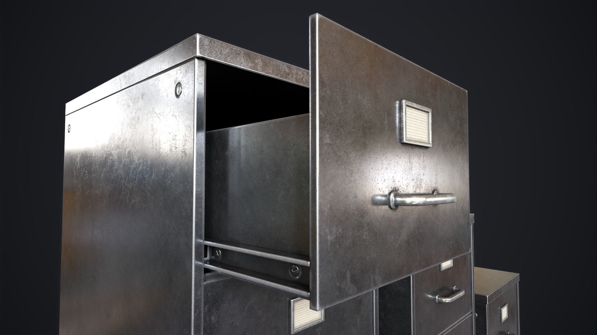 Vintage File Drawer Cabinet Low-poly 3D model_20