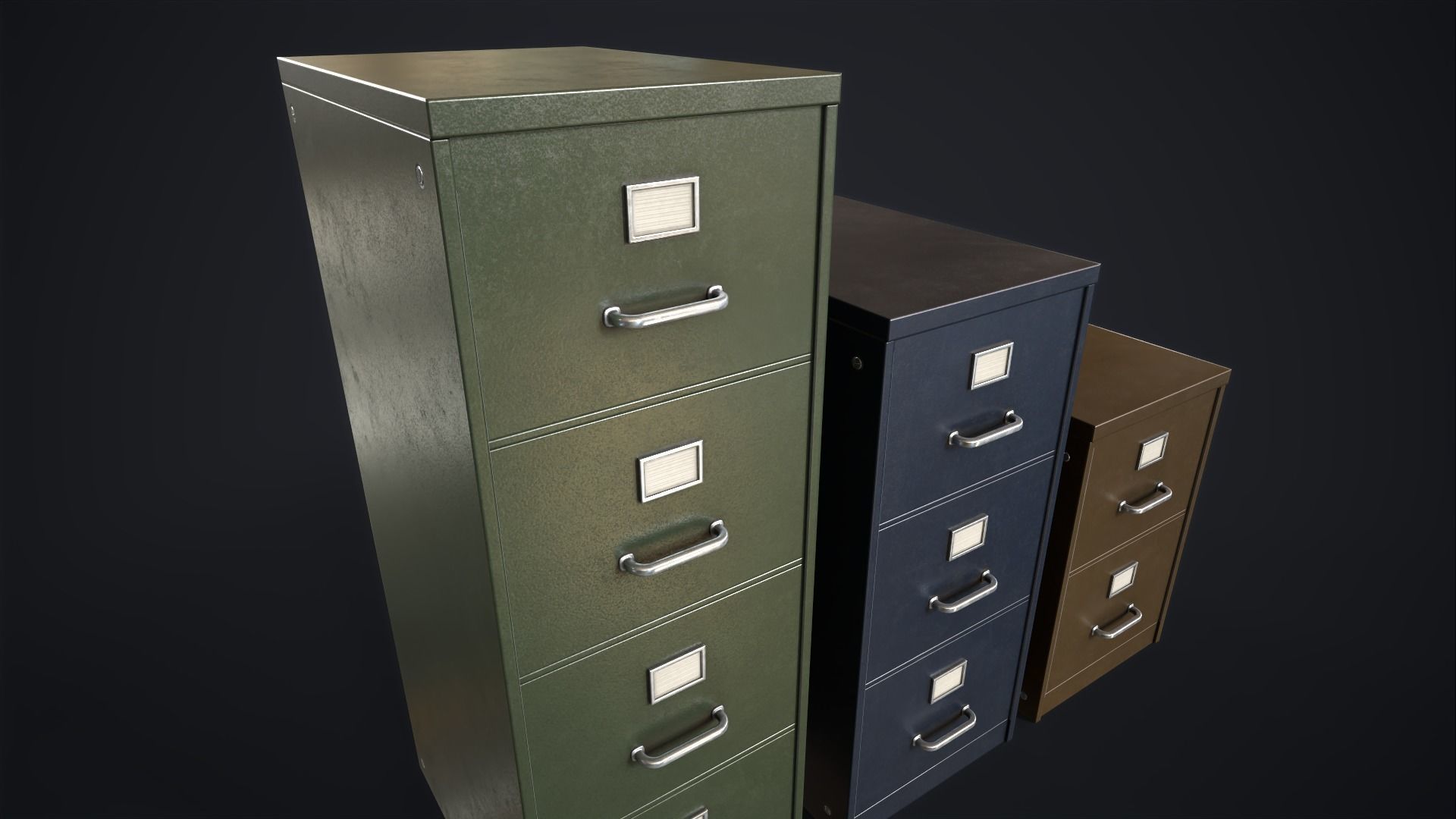 Vintage File Drawer Cabinet Low-poly 3D model_15