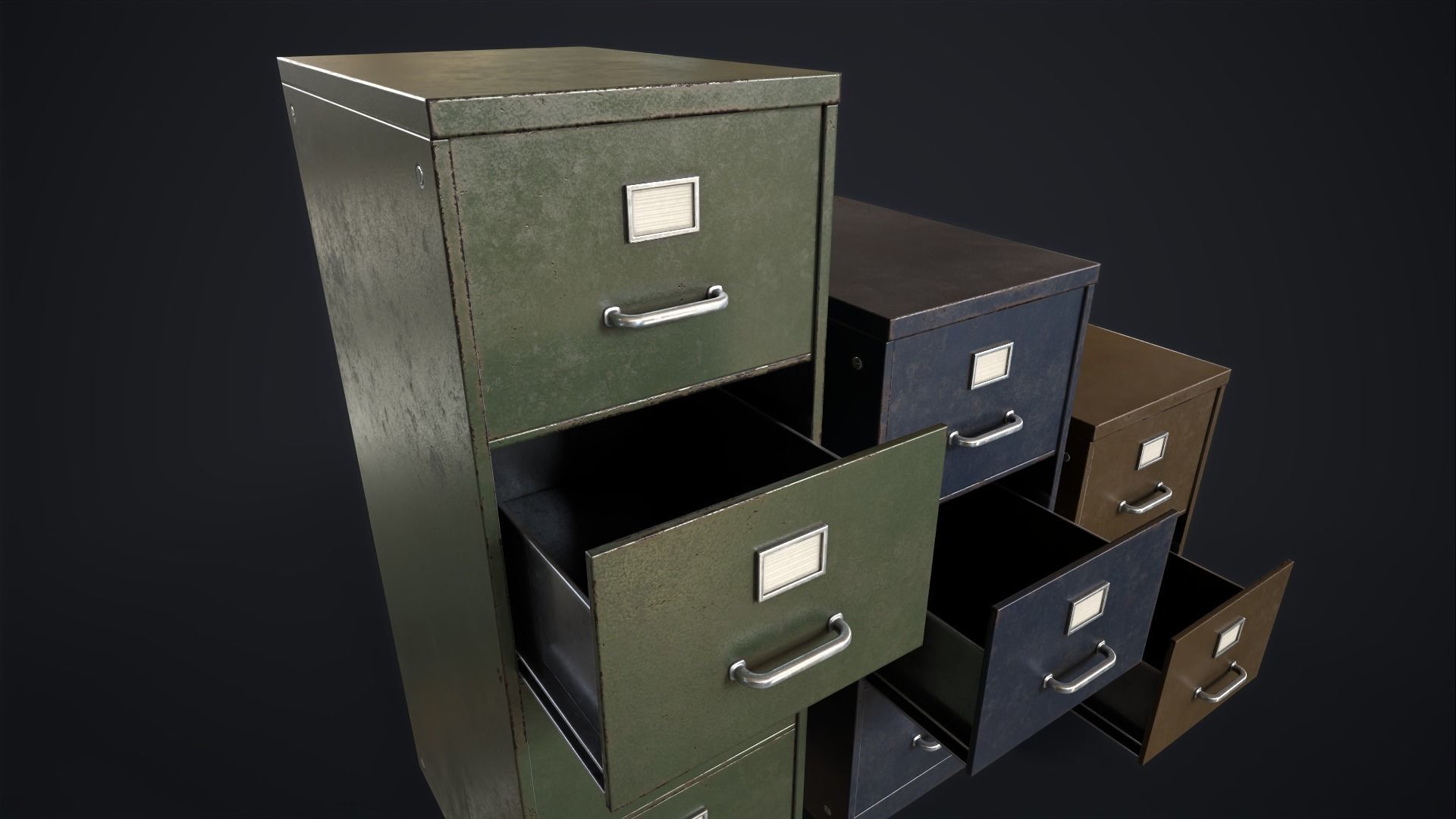 Vintage File Drawer Cabinet Low-poly 3D model_17