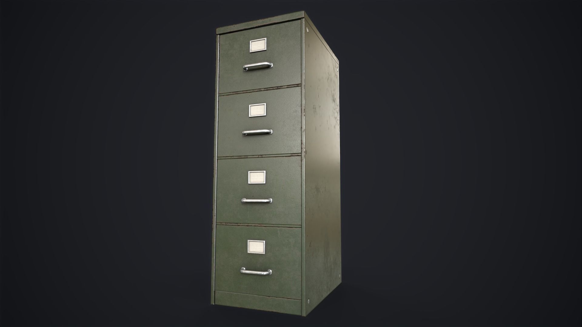 Vintage File Drawer Cabinet Low-poly 3D model_10