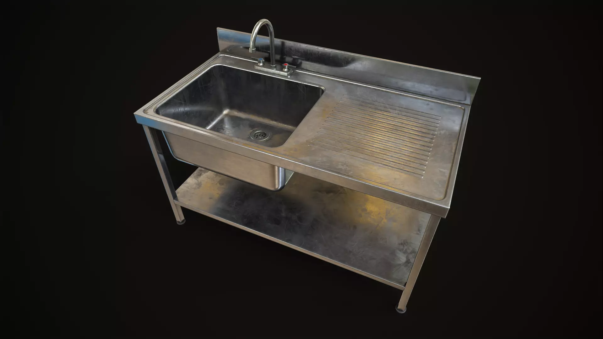 Metal industrial sink Low-poly 3D model