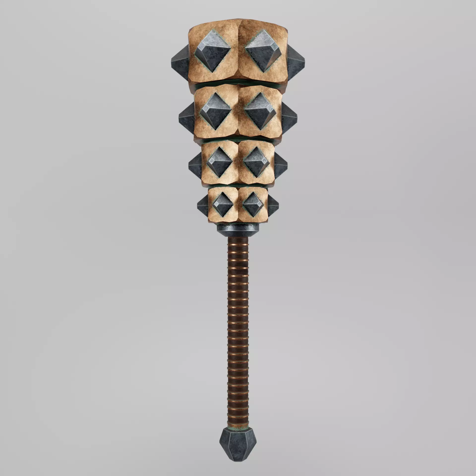 Copper mace Low-poly 3D model_0