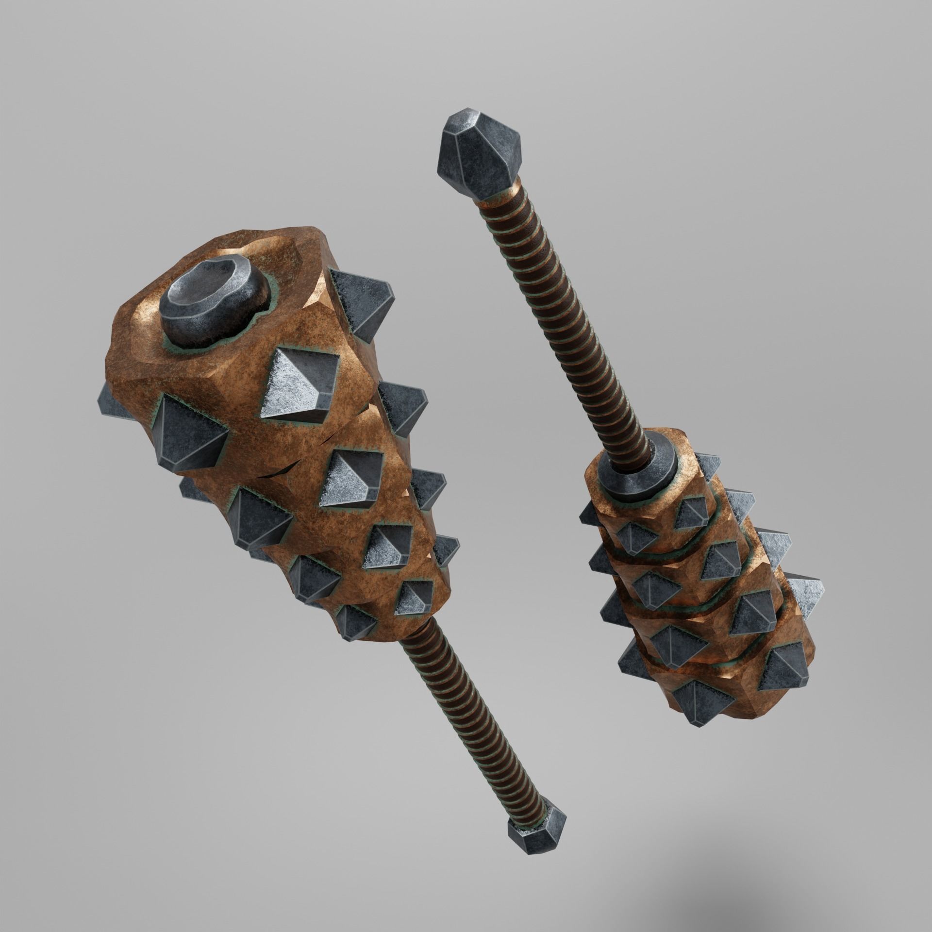 Copper mace Low-poly 3D model_1