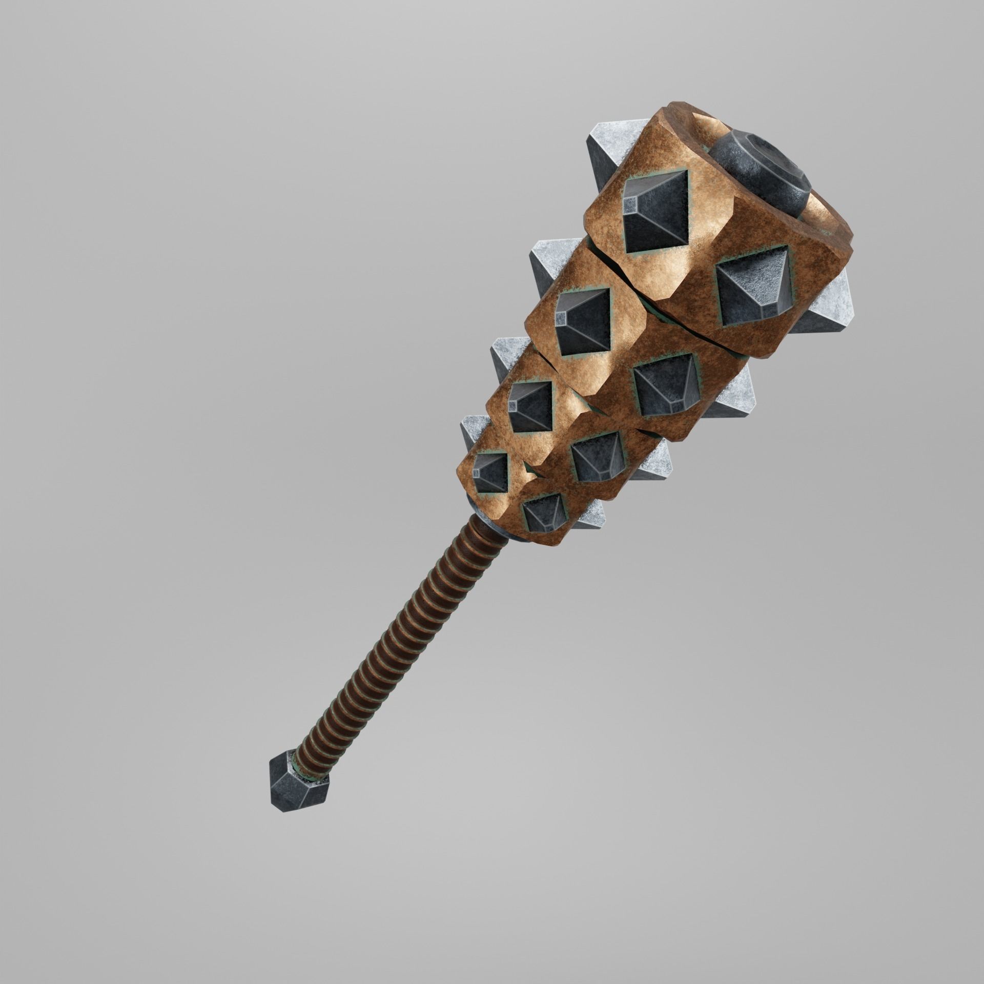 Copper mace Low-poly 3D model_2