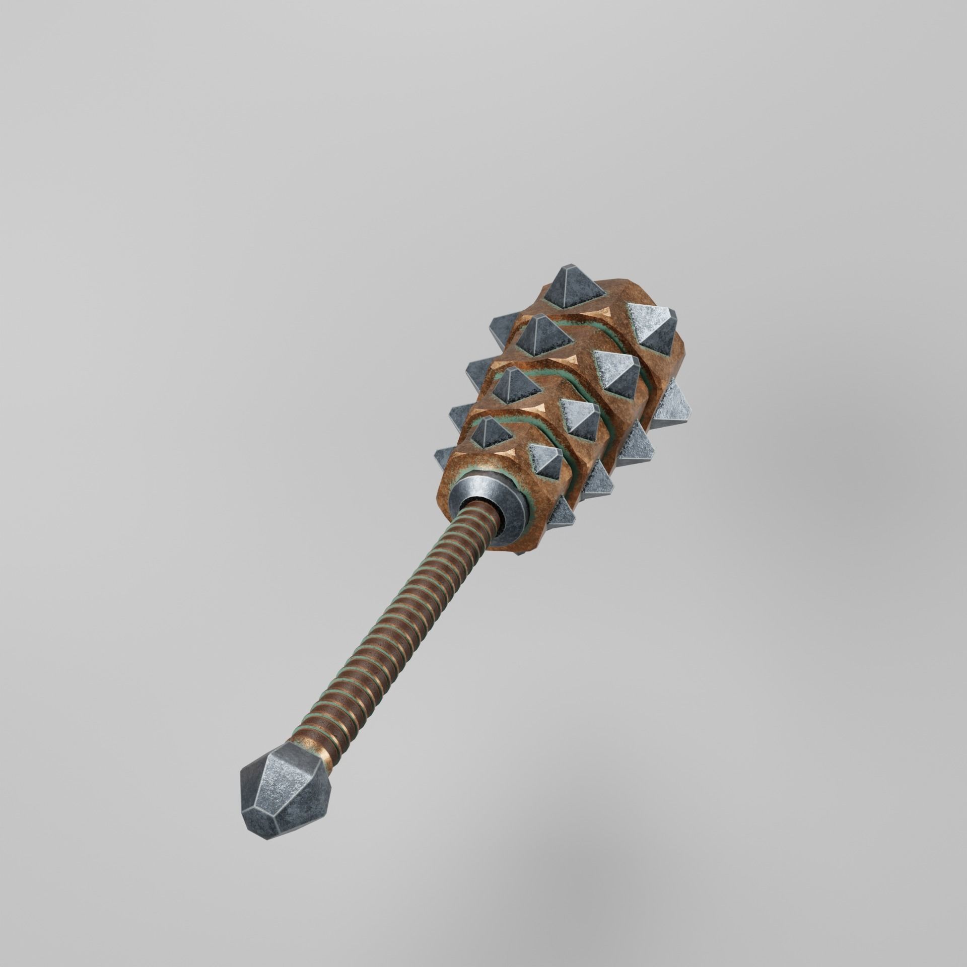 Copper mace Low-poly 3D model_4