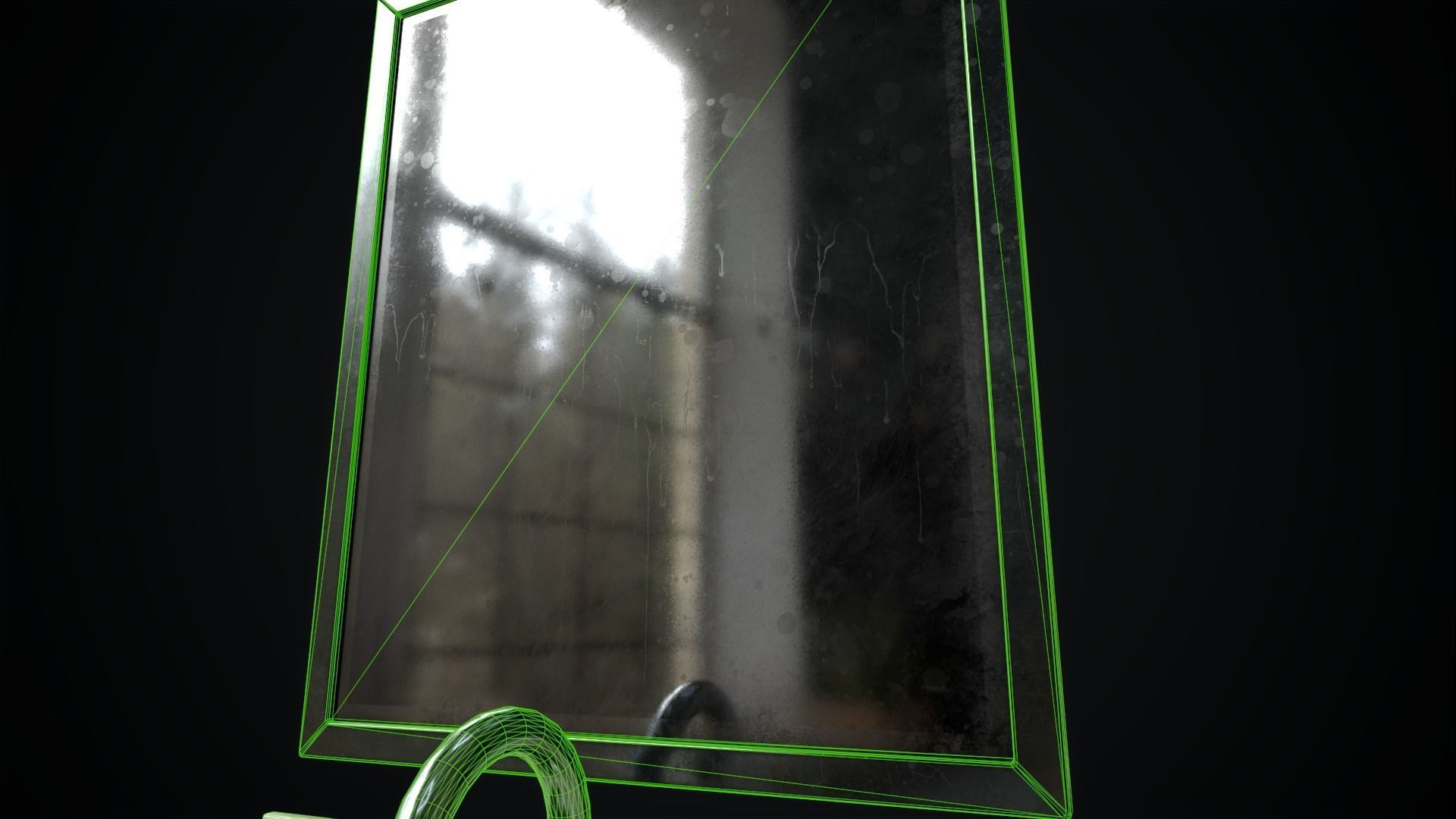 Metal Sink and Mirror Low-poly 3D model_14