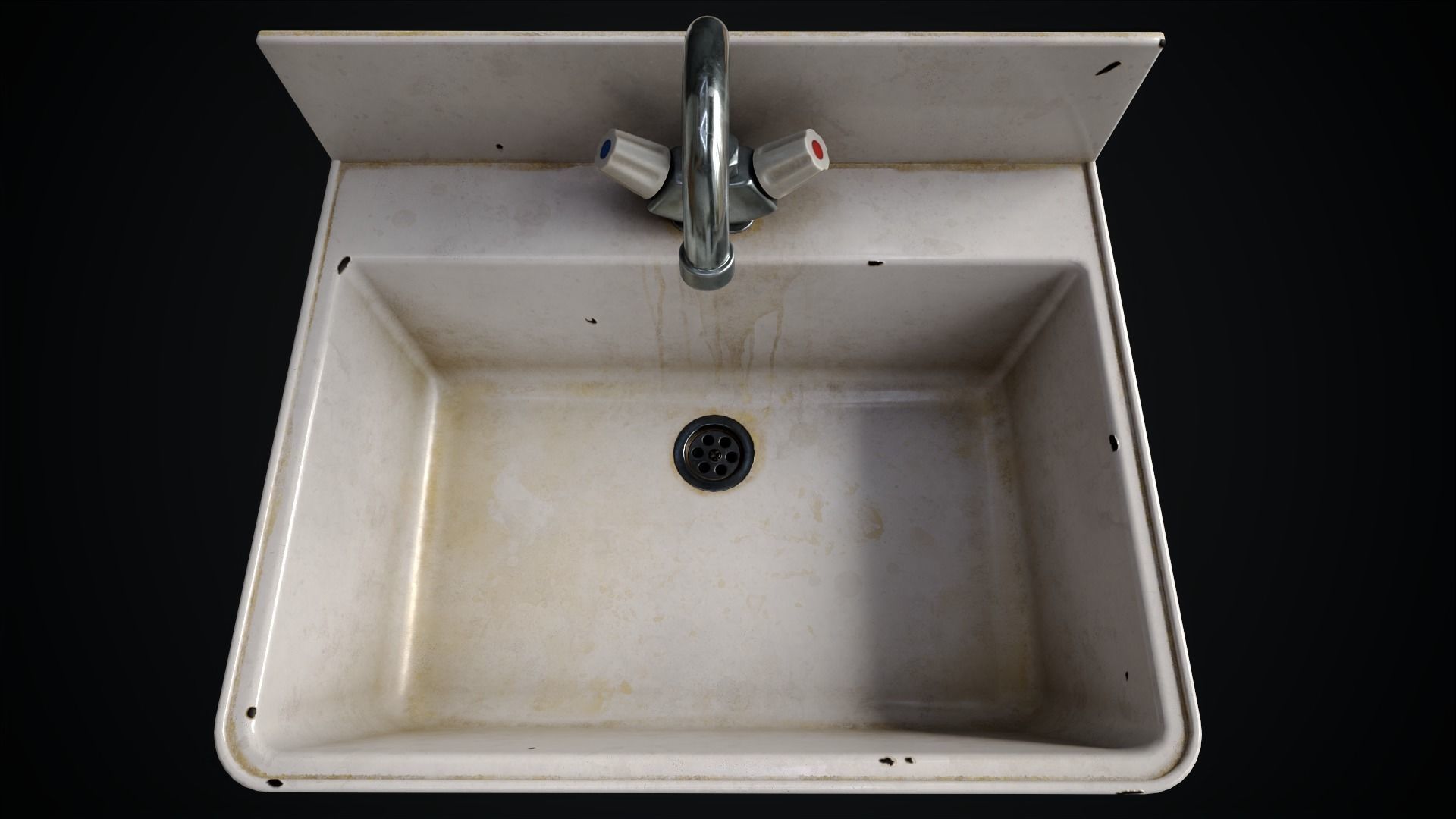 Metal Sink and Mirror Low-poly 3D model_4