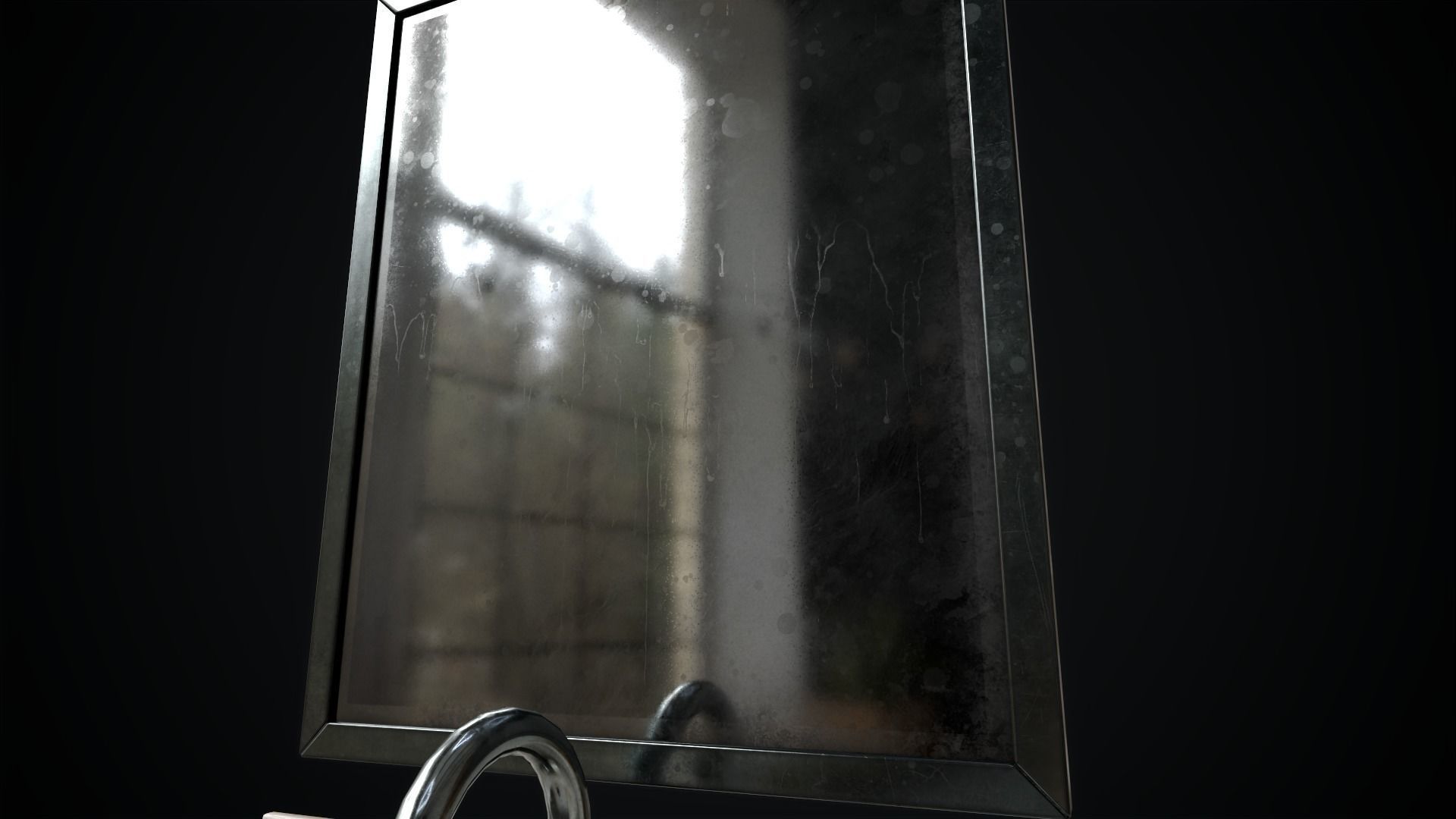 Metal Sink and Mirror Low-poly 3D model_9