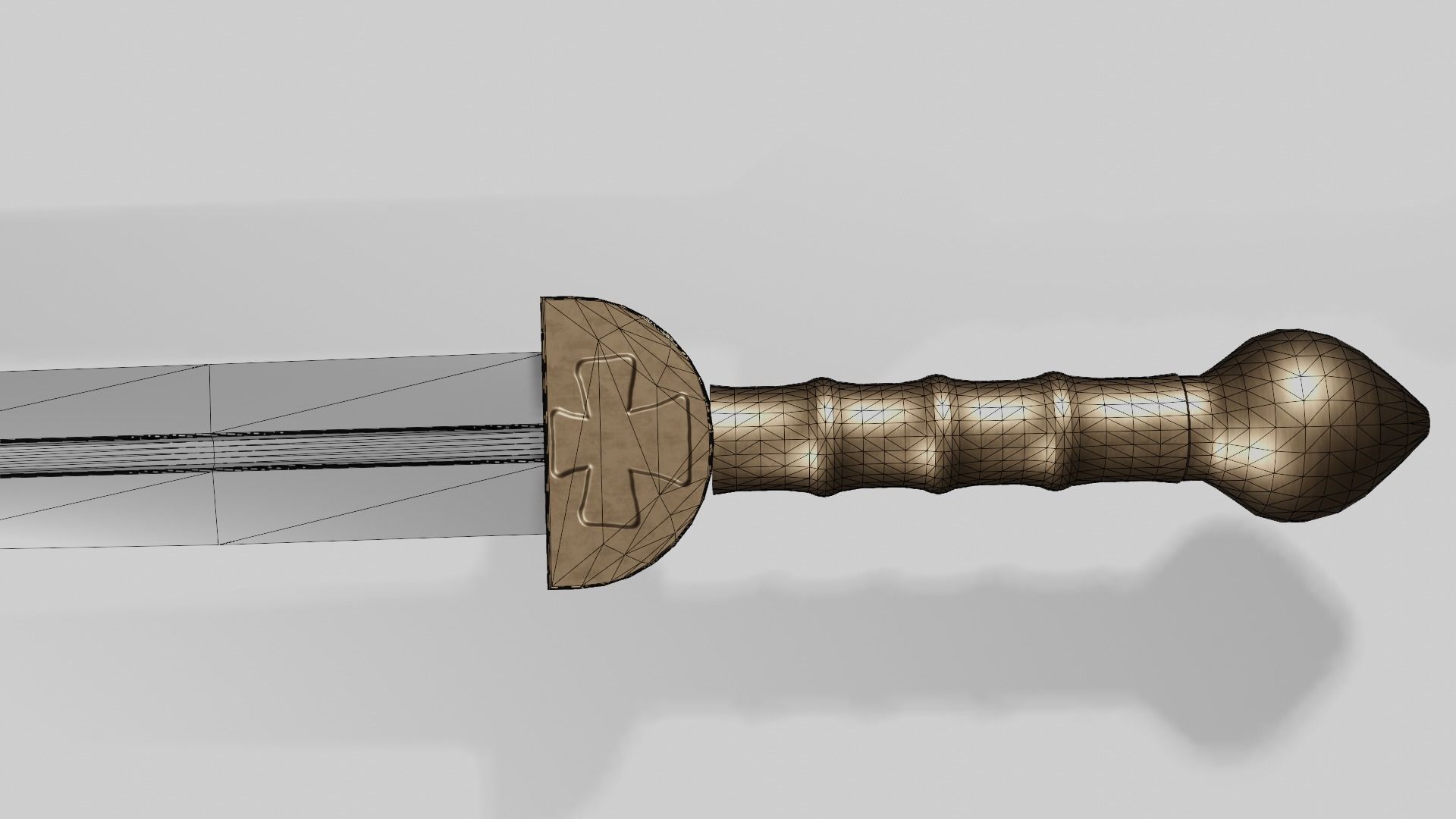 Caroling sword with Gladius handle Low-poly 3D model_13