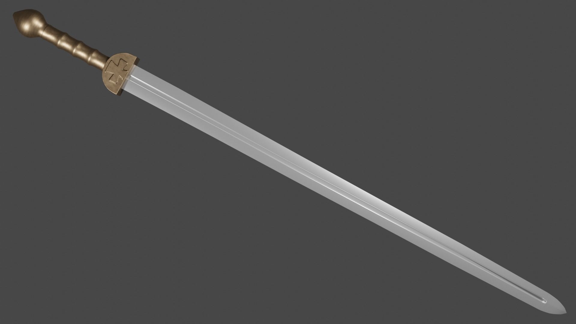 Caroling sword with Gladius handle Low-poly 3D model_1