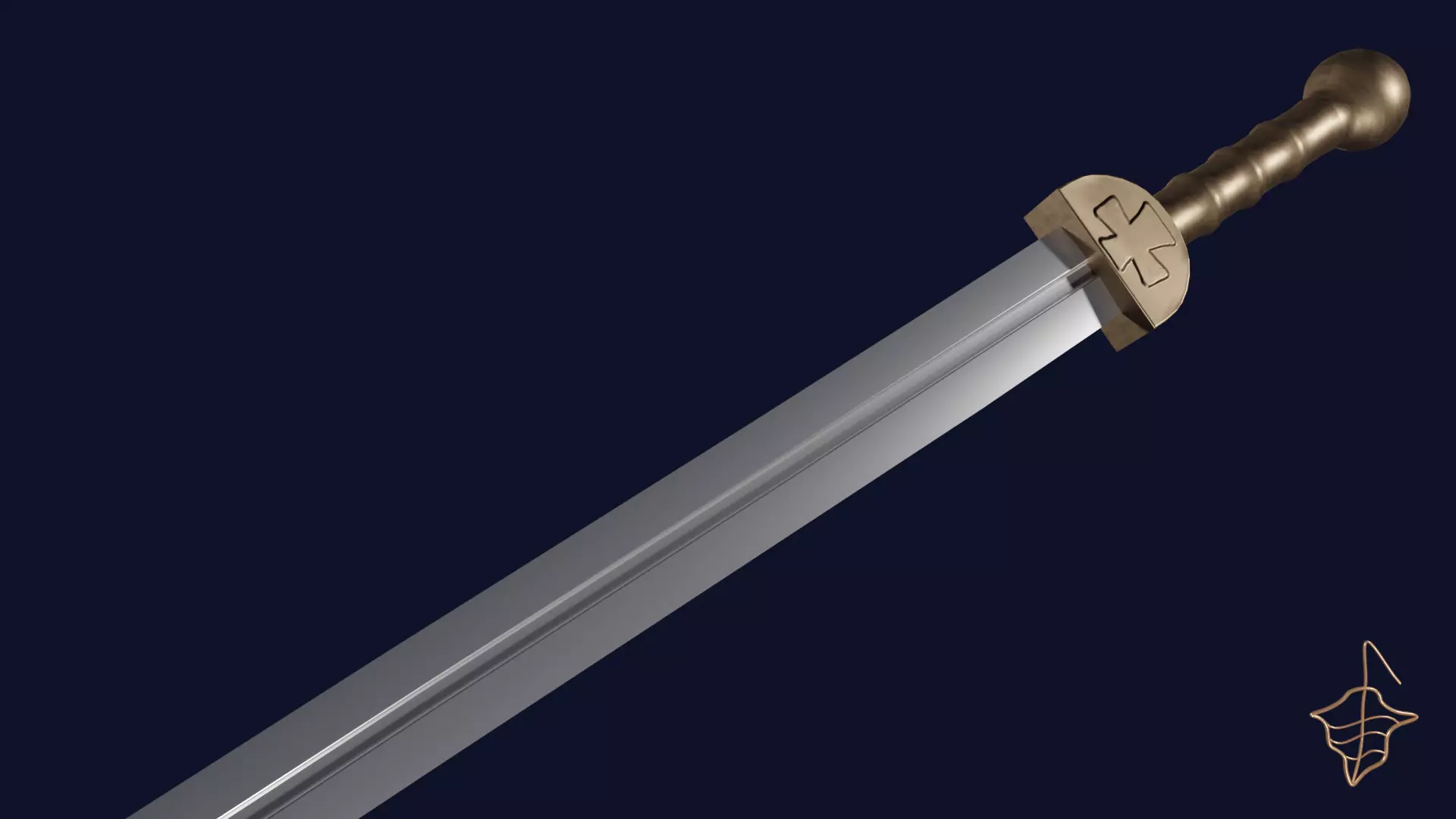 Caroling sword with Gladius handle Low-poly 3D model_0