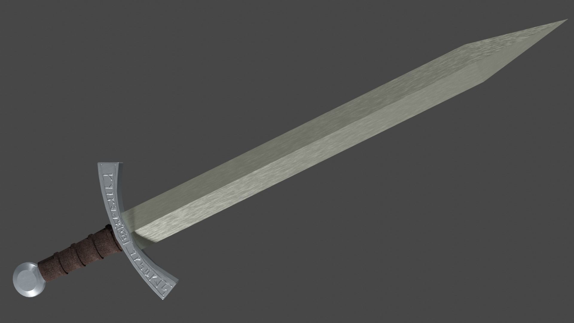 Spatha sword with Falchion handle Low-poly 3D model_2