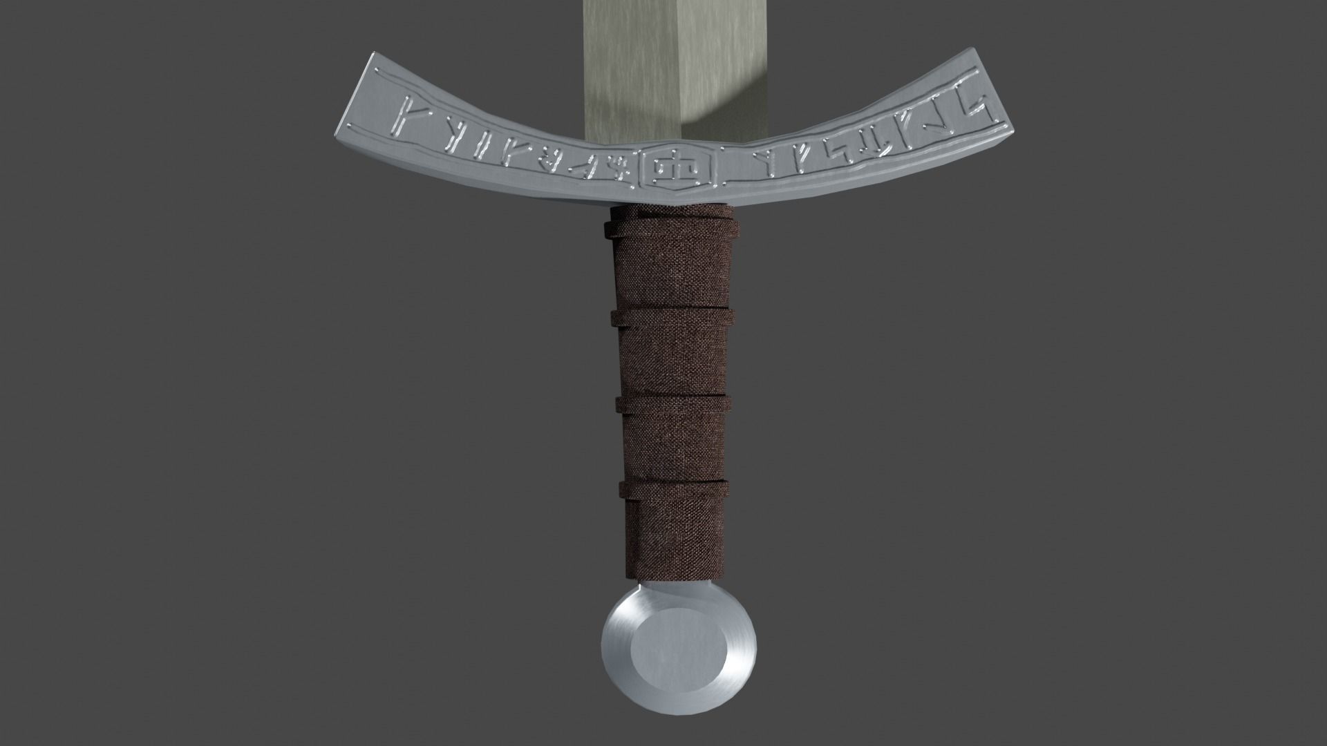 Spatha sword with Falchion handle Low-poly 3D model_9