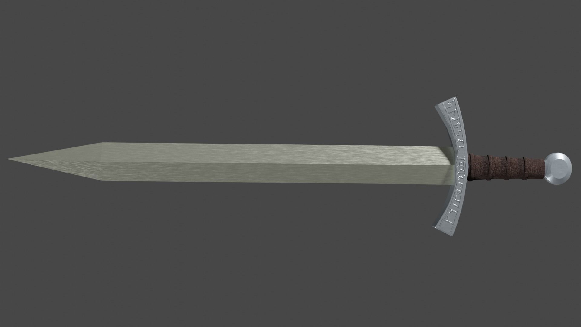Spatha sword with Falchion handle Low-poly 3D model_4