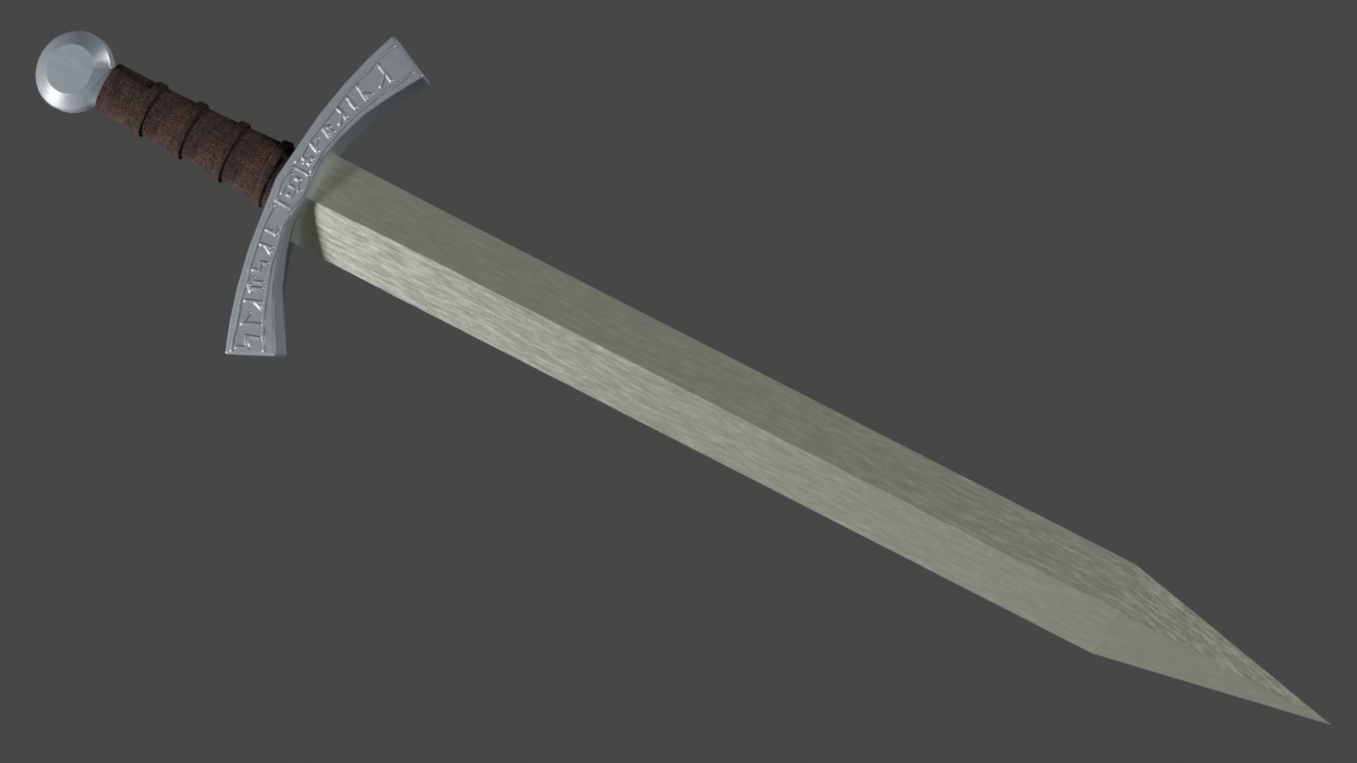 Spatha sword with Falchion handle Low-poly 3D model_1