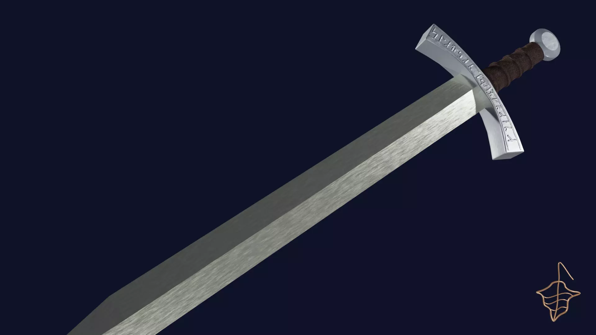 Spatha sword with Falchion handle Low-poly 3D model_0