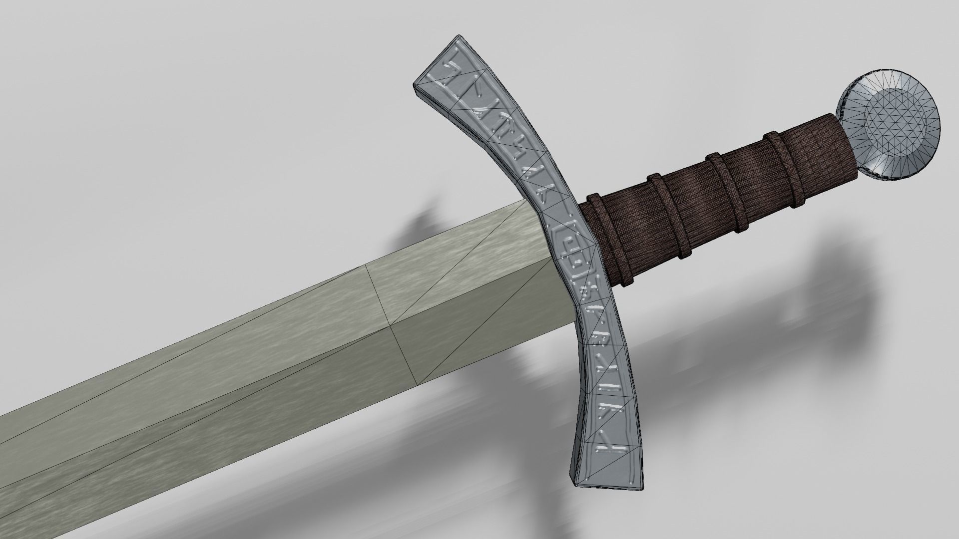Spatha sword with Falchion handle Low-poly 3D model_12