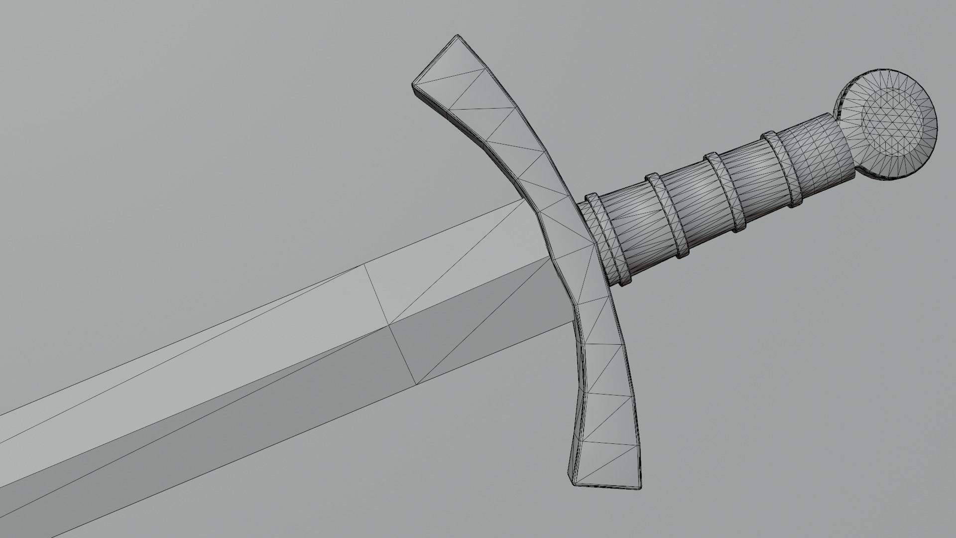 Spatha sword with Falchion handle Low-poly 3D model_13