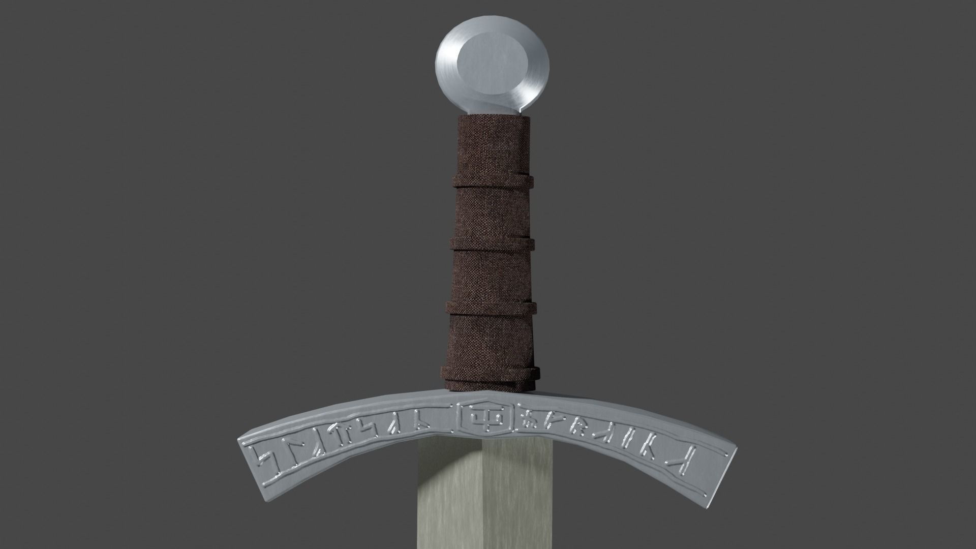 Spatha sword with Falchion handle Low-poly 3D model_8