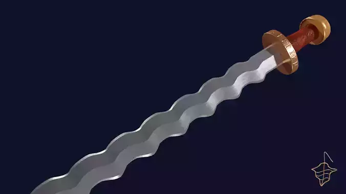 Flamberge sword with Spatha handle