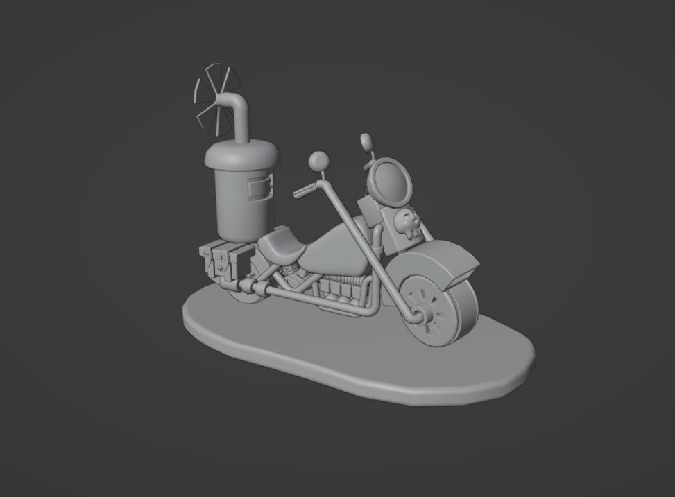 Steampunk Motorcycle 3D model_4
