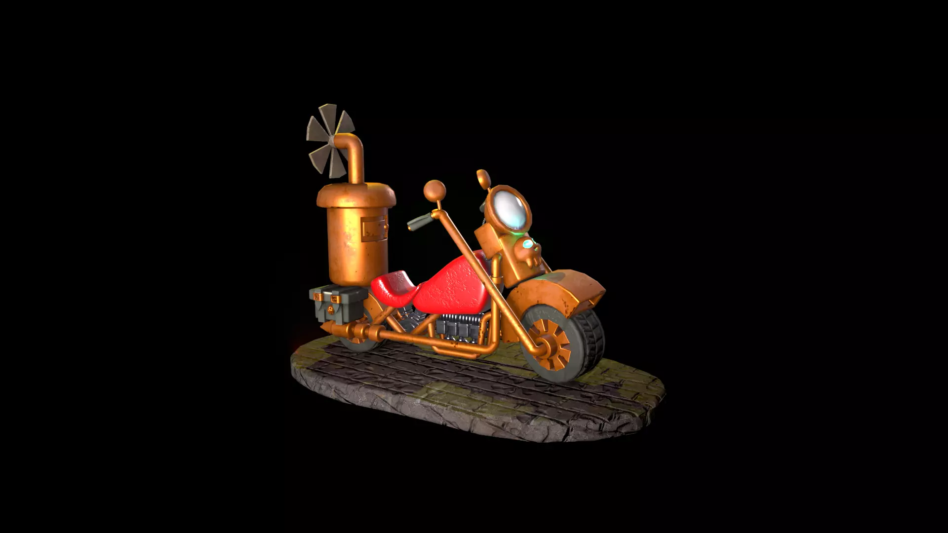 Steampunk Motorcycle 3D model_0